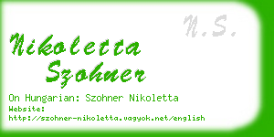 nikoletta szohner business card